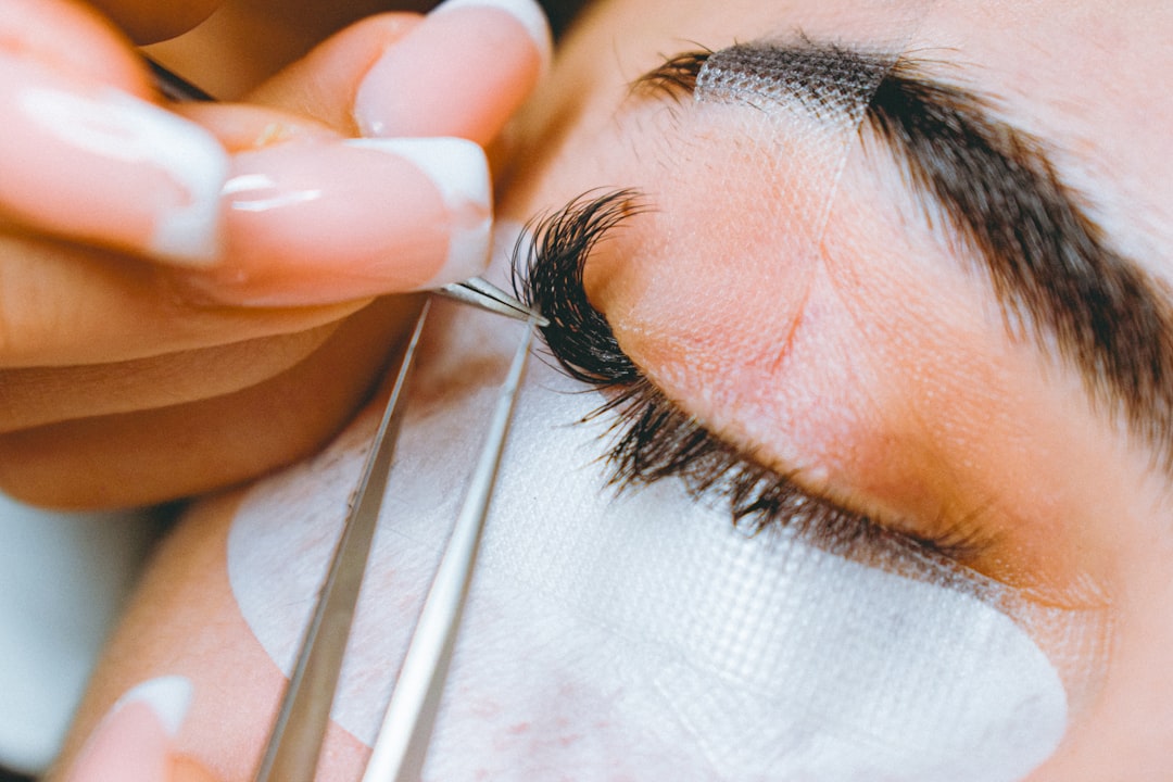 Brows being shaped and tinted